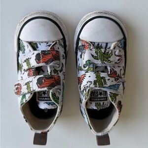 Converse Kids Dinosaur Print Sneakers - White and Multi (Preloved)